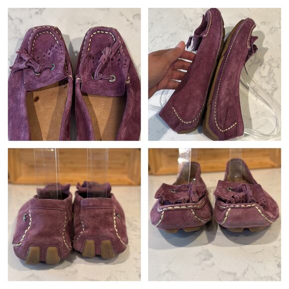 Lacoste Suede purple Driving Shoes boat shoes loafers flats size 7 preppy - Picture 6 of 7